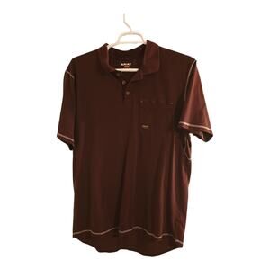Ariat Polo Mens XL Tall Maroon Rebar Short Sleeve Shirt Pocket Collared Stretch
